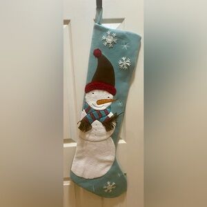 Snowman Christmas Stocking Blue 3D Fleece, Very Soft, Large 34 in (EUC)